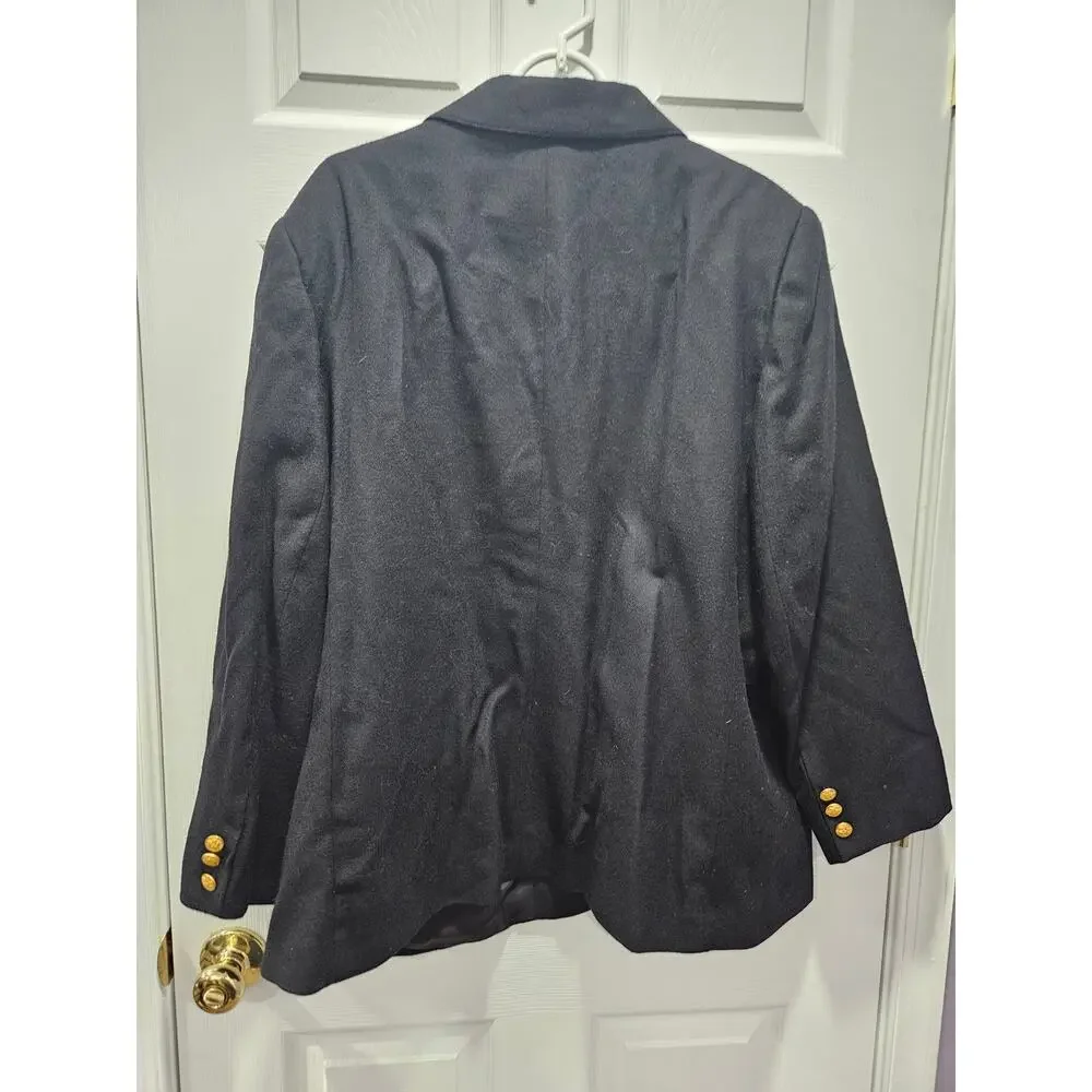 Vintage Giorgio Sant’Angelo Black Wool Blazer Gold Crest Buttons Women’s 22 - Picture 6 of 8